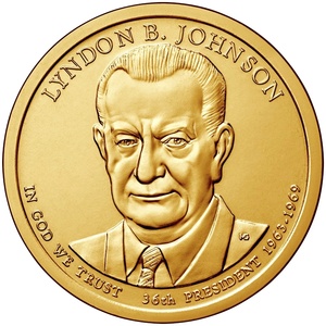 2015 1-dollar - P - Lyndon B Johnson - Reverse Proof reverse